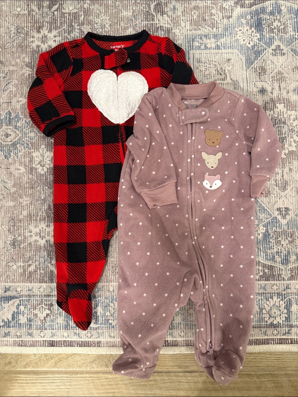 Bundle of 2 Fleece Footie Pajamas size 0-3 month